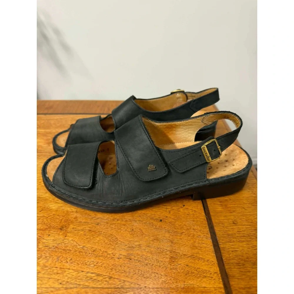 Finn Comfort Women's 6.5 UK 9 US Black Leather Slingback Sandals Made in Germany